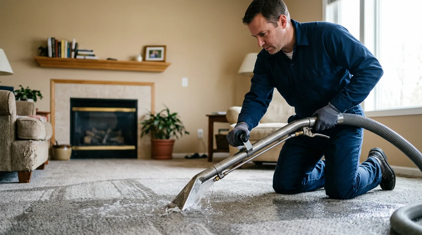 Water damage restoration technician working near Papillion, NE